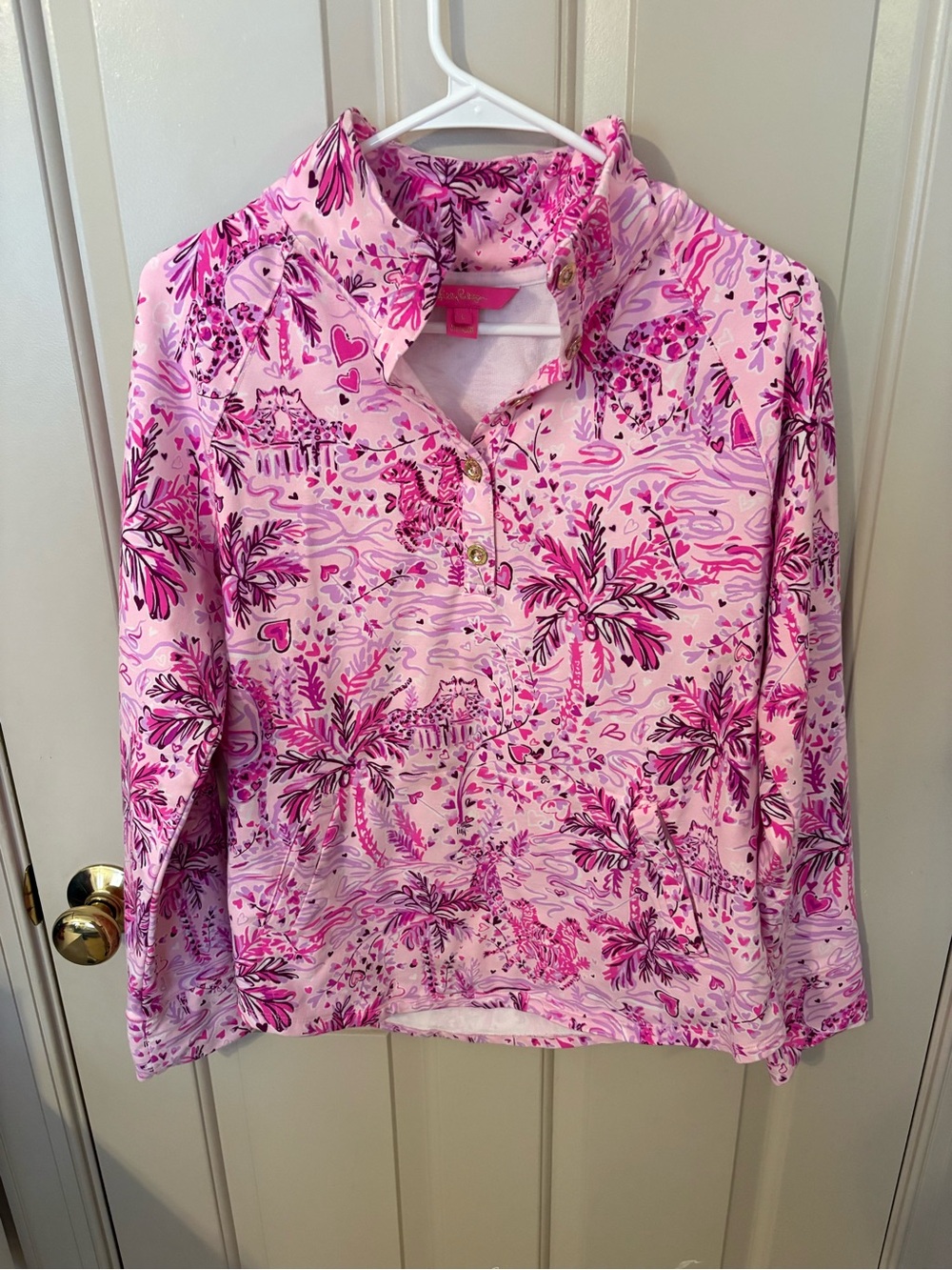 Lilly Pulitzer Popover Pink Tropical Print Pullover